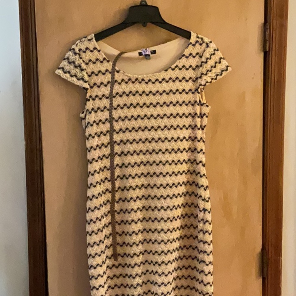 Sharagano Cream and Black Mini Dress